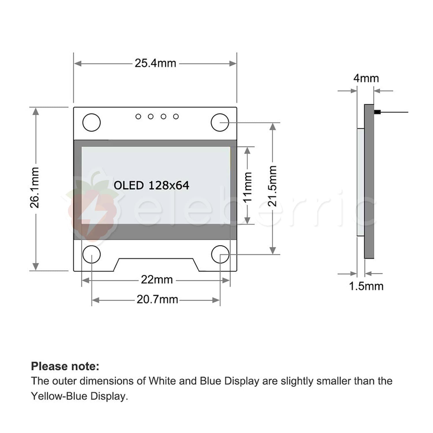 0.96 inch OLED Display Yellow Blue 128×64 I2C IIC 4 Pin - View 5