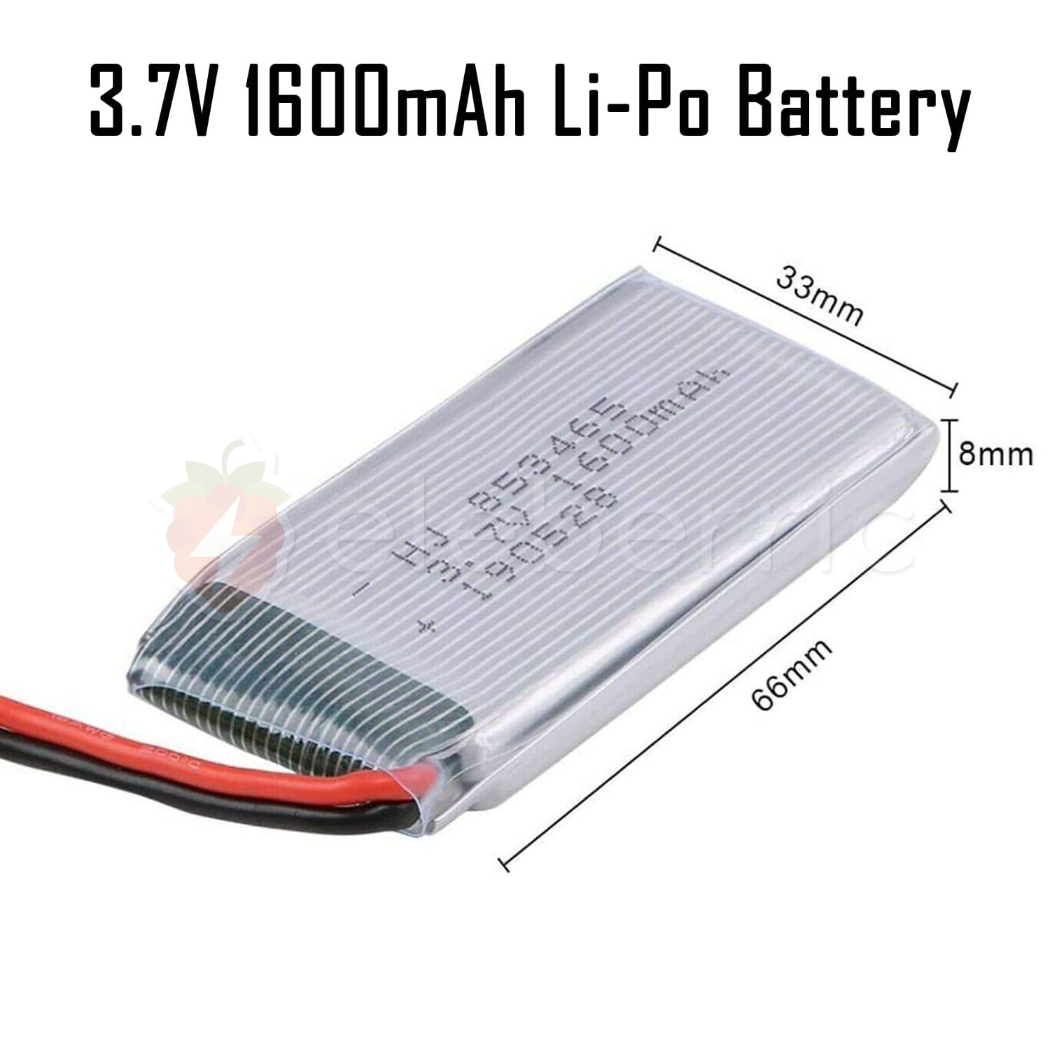 3.7V 1600mAh 1S Li-Po Rechargeable Battery - View 3