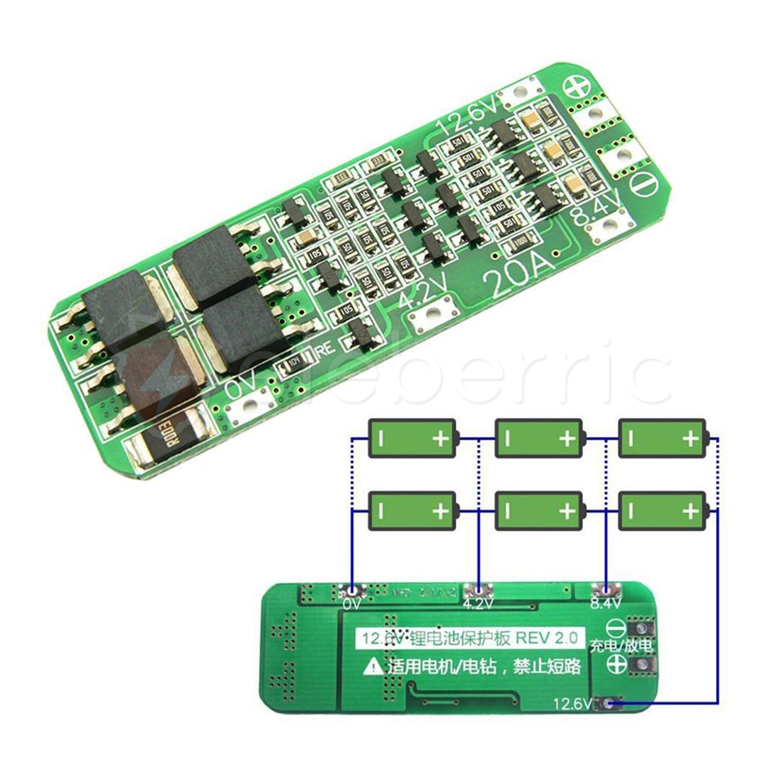 3S 20A 18650 Li-ion Battery Series 4.2V 8.4V 12.6V BMS Charger Protection Module - View 3
