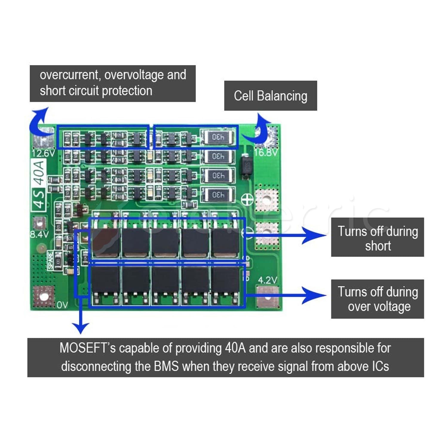 4S 40A Balanced Version 18650 Li-ion Battery Series 14.8V 16.8V BMS Charger Protection Module - View 4