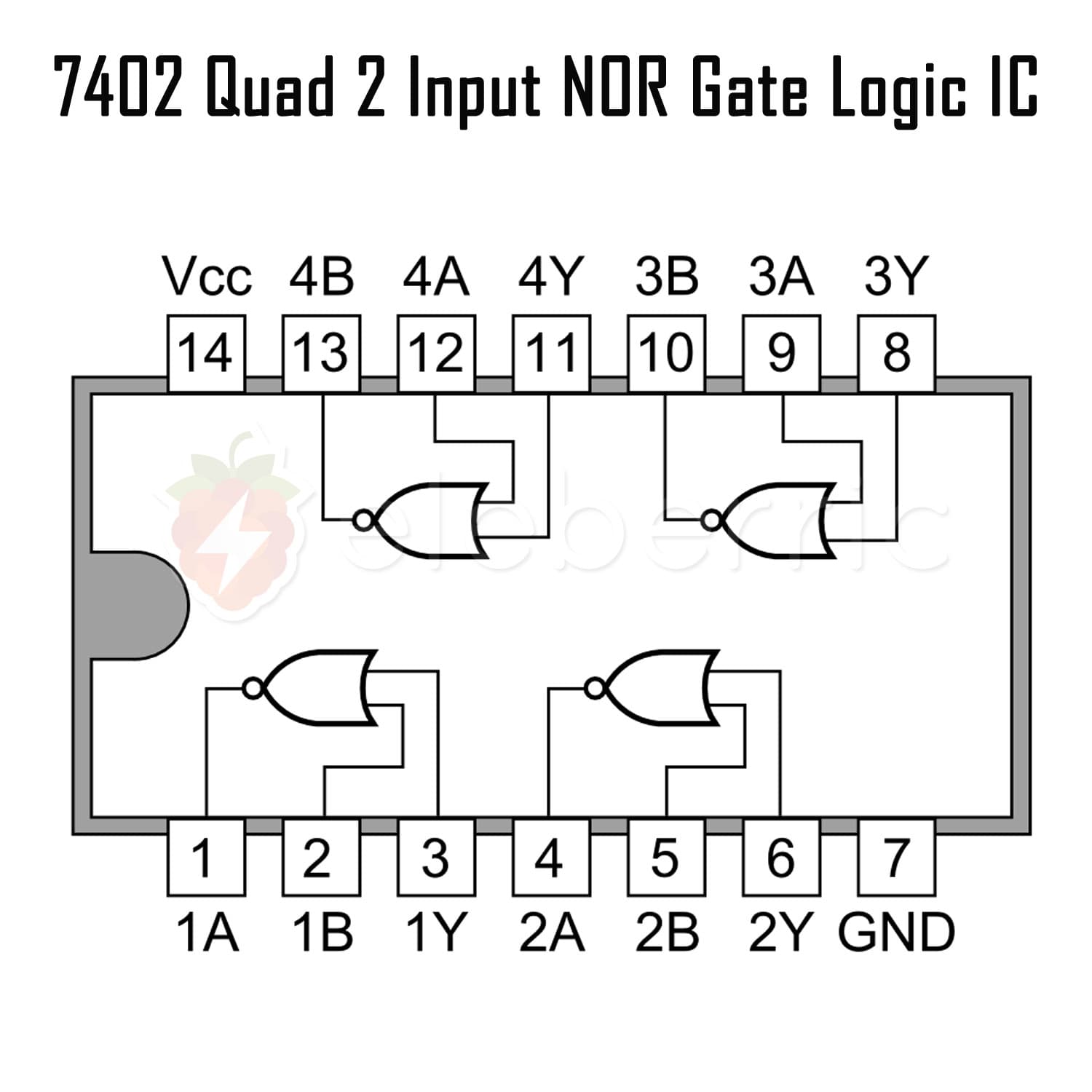 7402 Quad 2 Input NOR Gate Logic IC - View 3