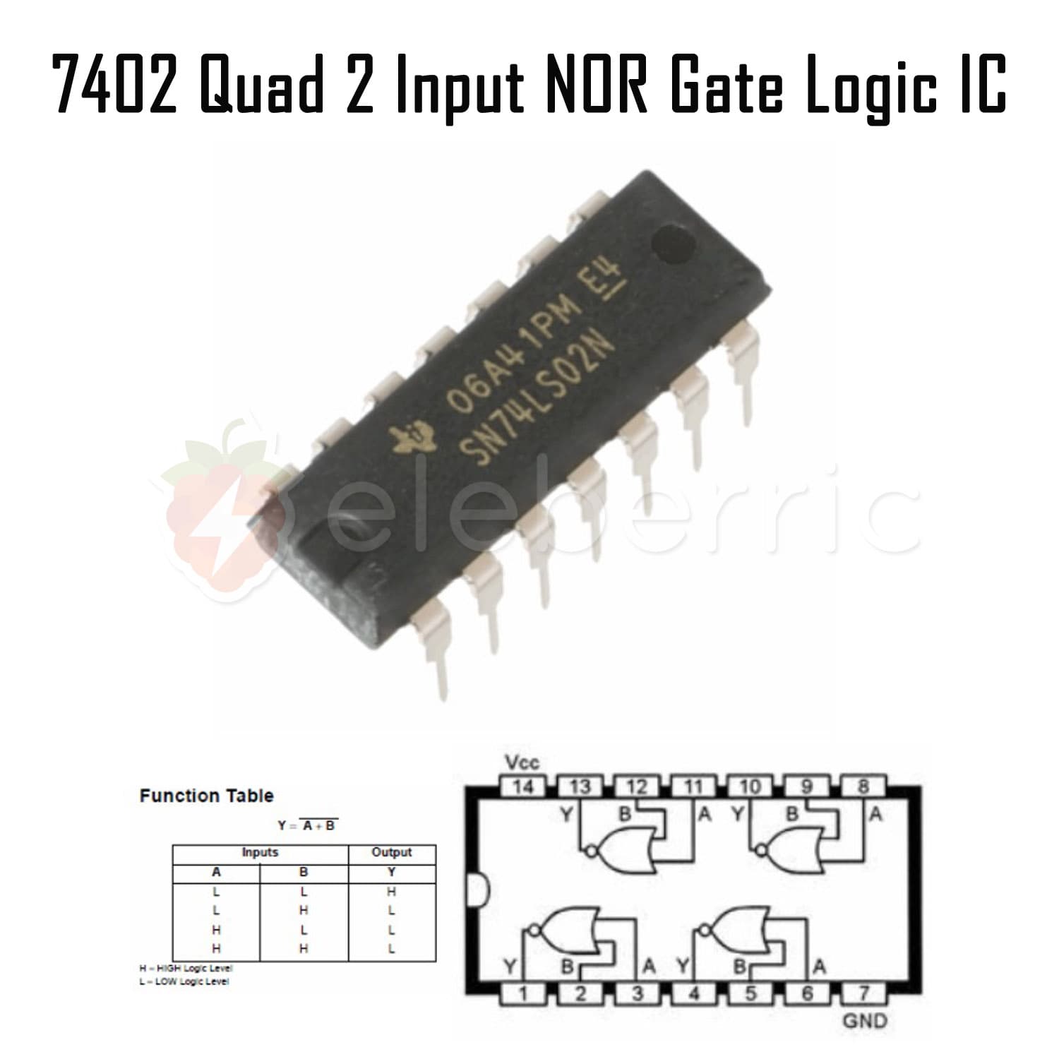 7402 Quad 2 Input NOR Gate Logic IC - View 4