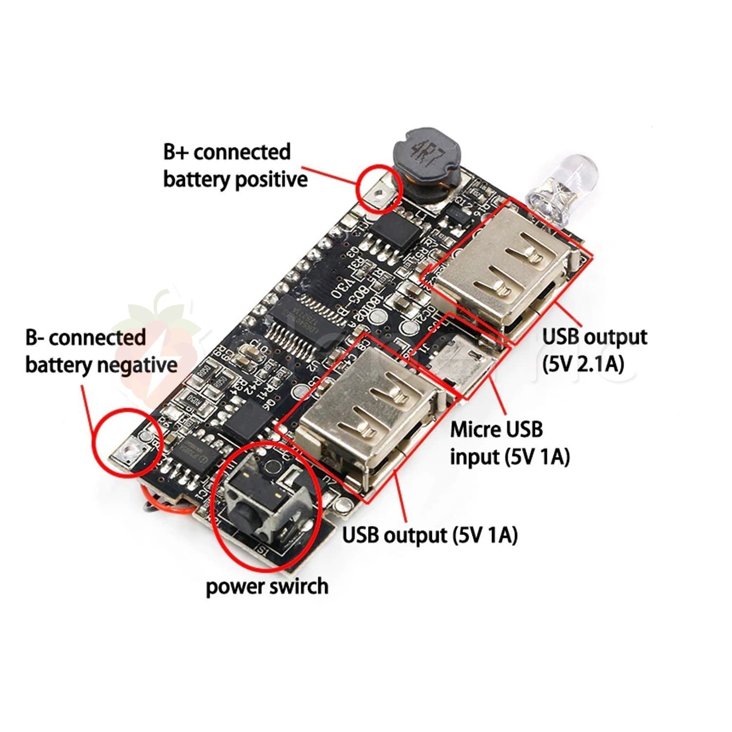 Dual USB 5V 1A 2.1A Power Bank Module for 18650 Li-ion Battery - View 6