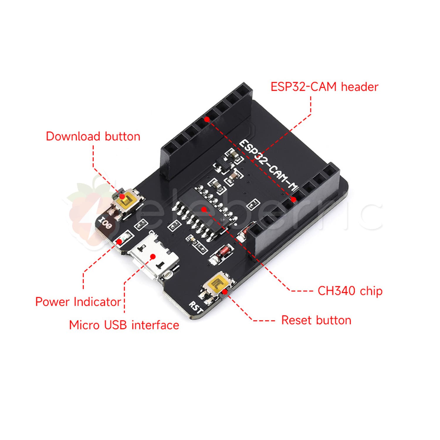 ESP32 Camera Adapter MB Serial Converter Micro USB - View 6