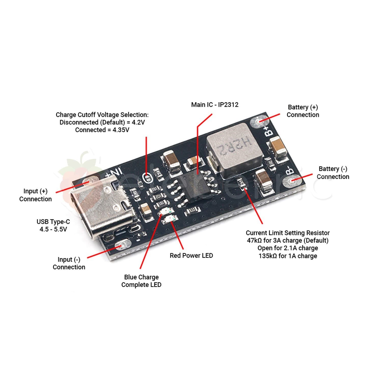 IP2312 Fast Charging 3A 5V to 4.2V Type-C Polymer Ternary Lithium Battery Module - View 6