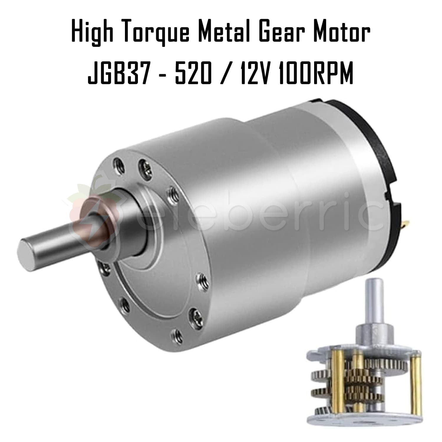 JGB37-520 12V 100 RPM High Torque Metal Gear Motor - View 6