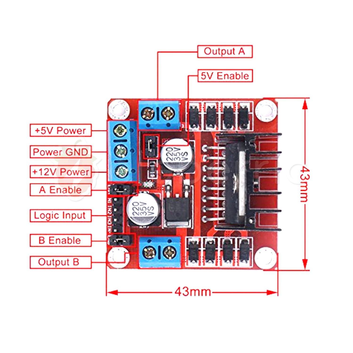 L298N Motor Driver Module - View 5