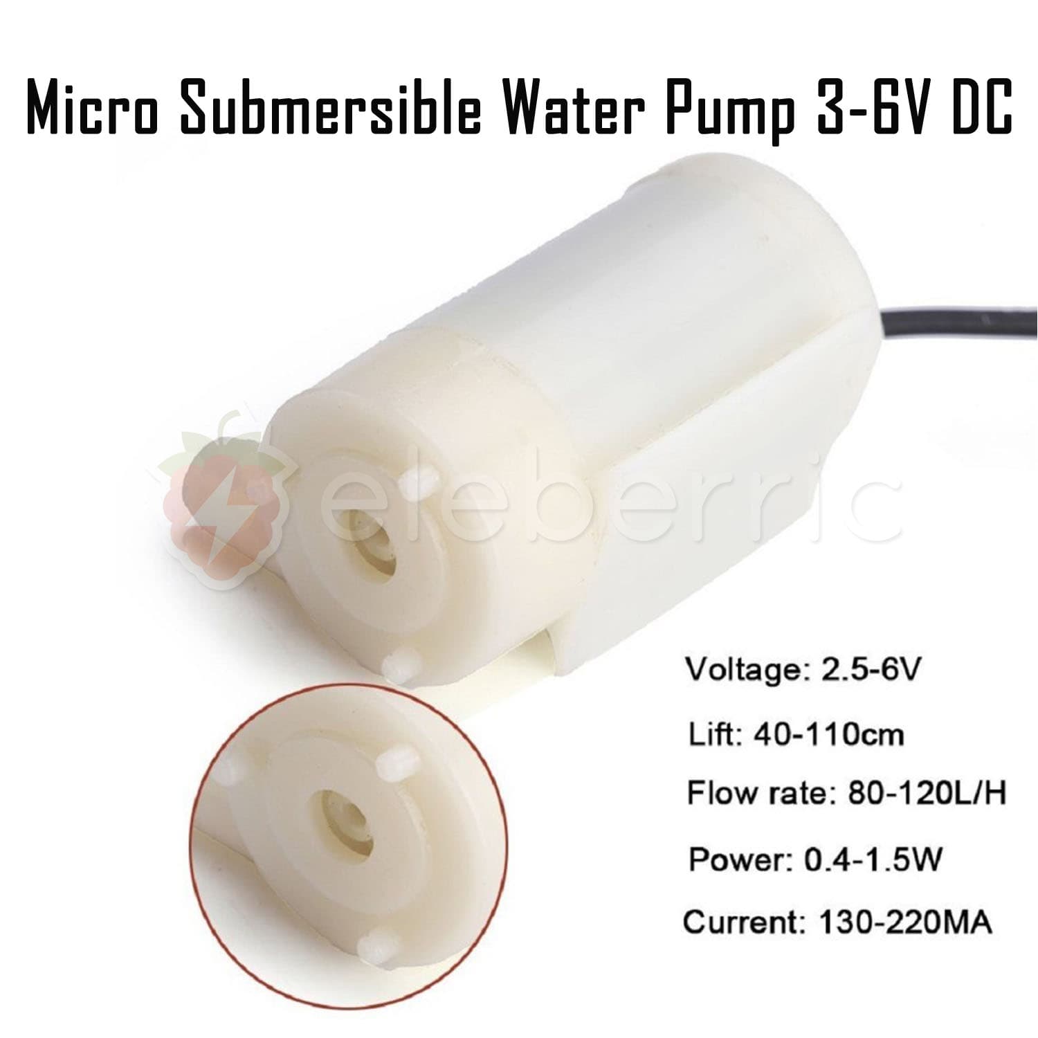 Micro Submersible Water Pump 3-6V DC Horizontal Type - View 4