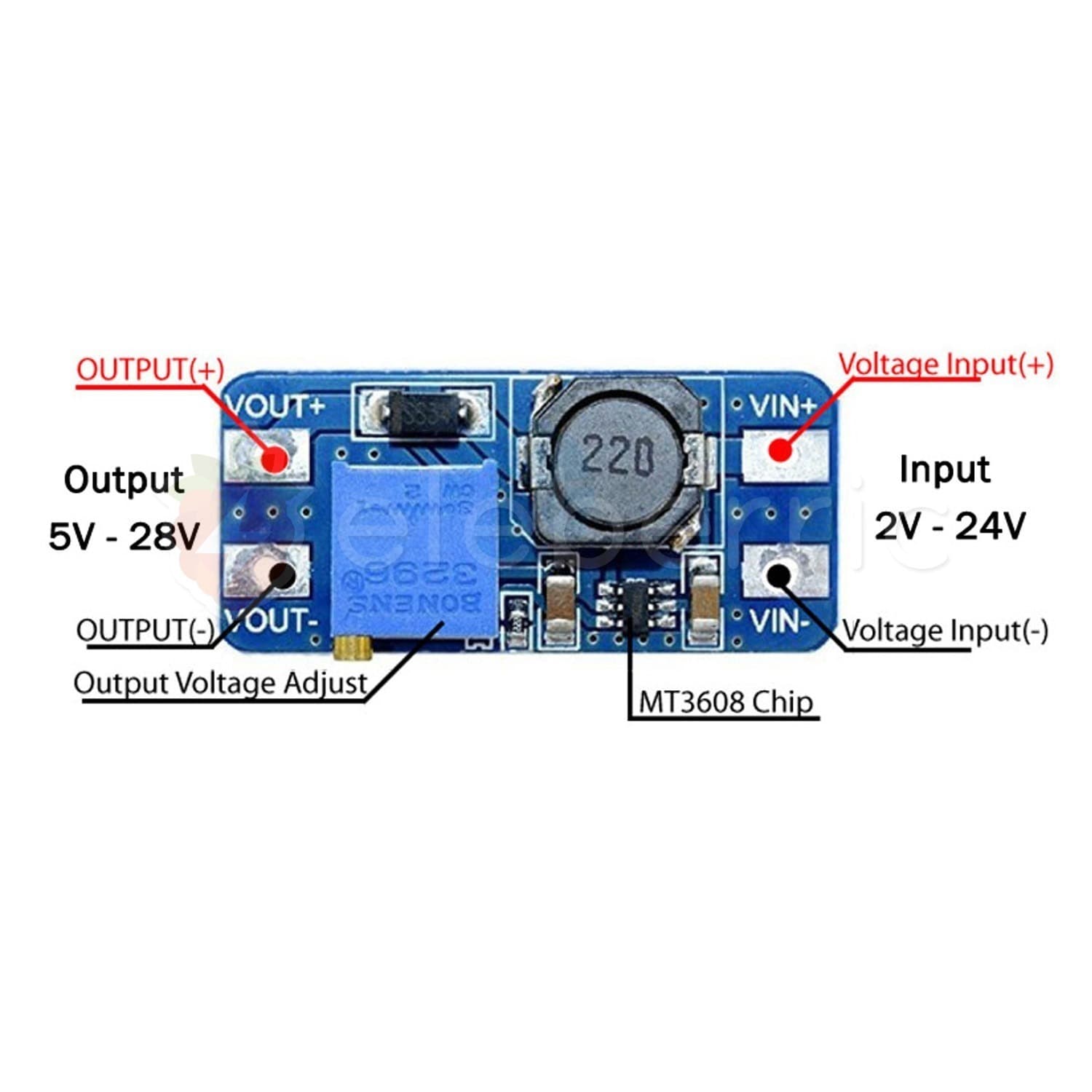 MT3608 2A Step Up Boost Converter - View 4