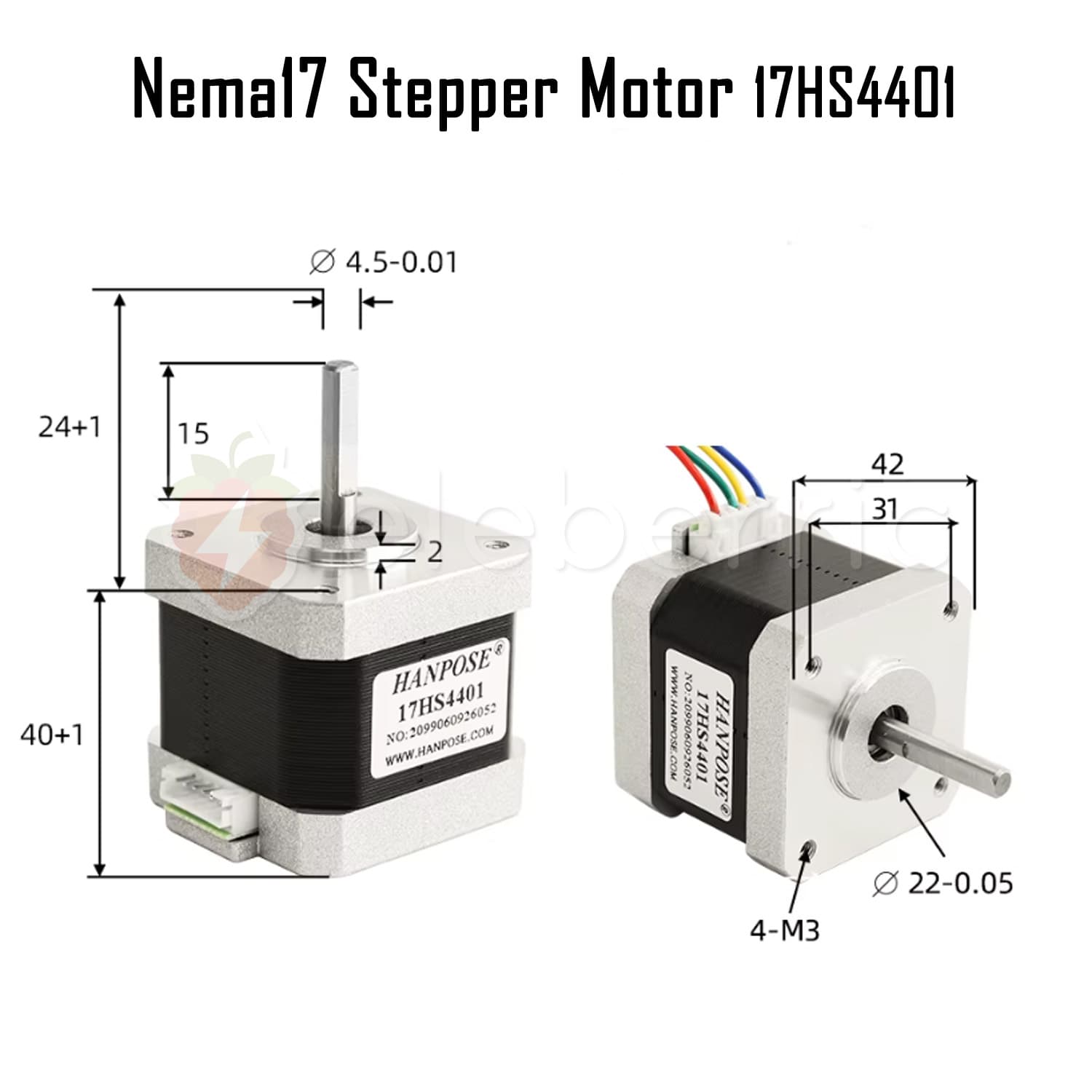 Nema 17 Stepper Motor 17HS4401 with Cable - View 4