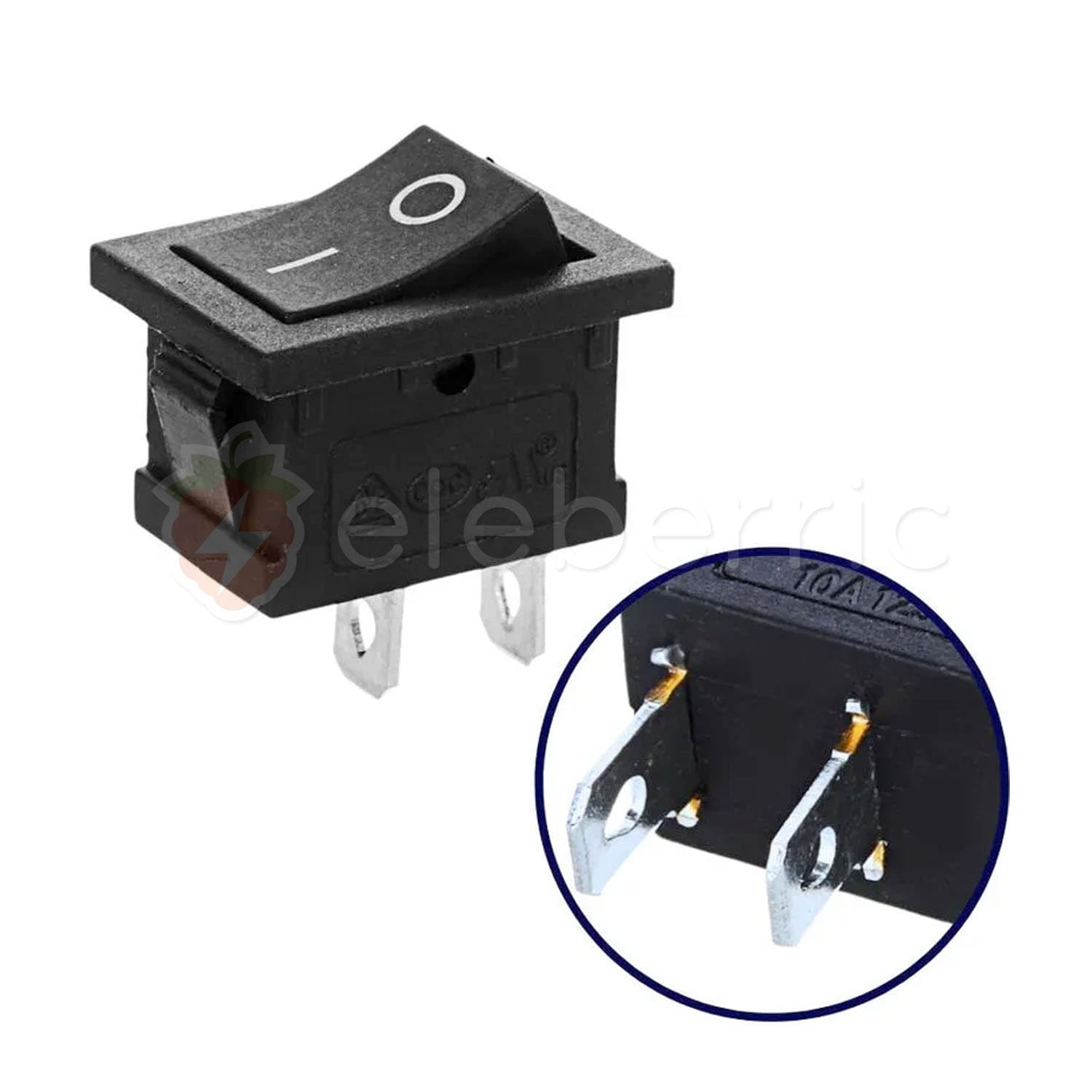 Rocker Switch On/Off 2 Pin Black (Small) - View 3