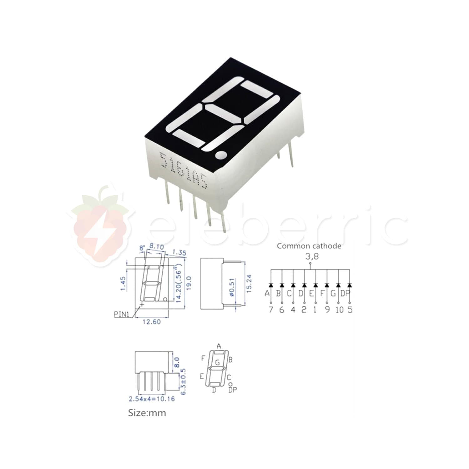 Seven Segment Display 1 Digit 0.56 inch Red Common Cathode - View 4