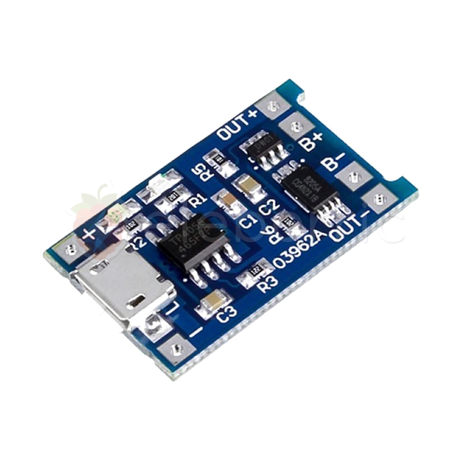 TP4056 5V 1A Micro USB Charger with Current Protection for Li-ion Rechargeable Battery