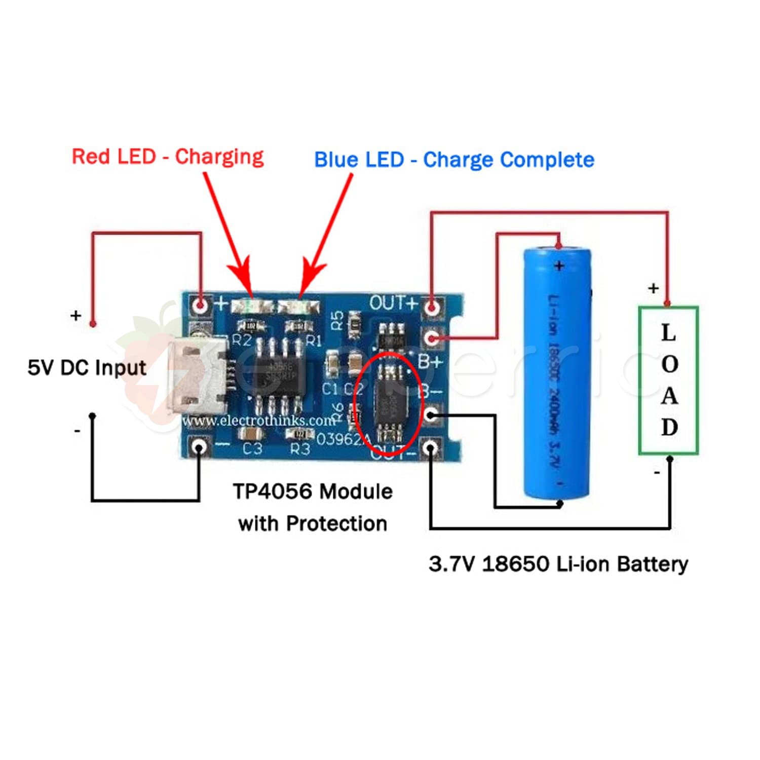 TP4056 5V 1A Micro USB Charger with Current Protection for Li-ion Rechargeable Battery - View 5