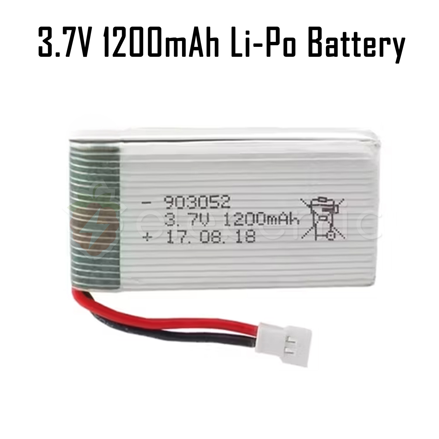 3.7V 1200mAh 1S Li-Po Rechargeable Battery Full View 1
