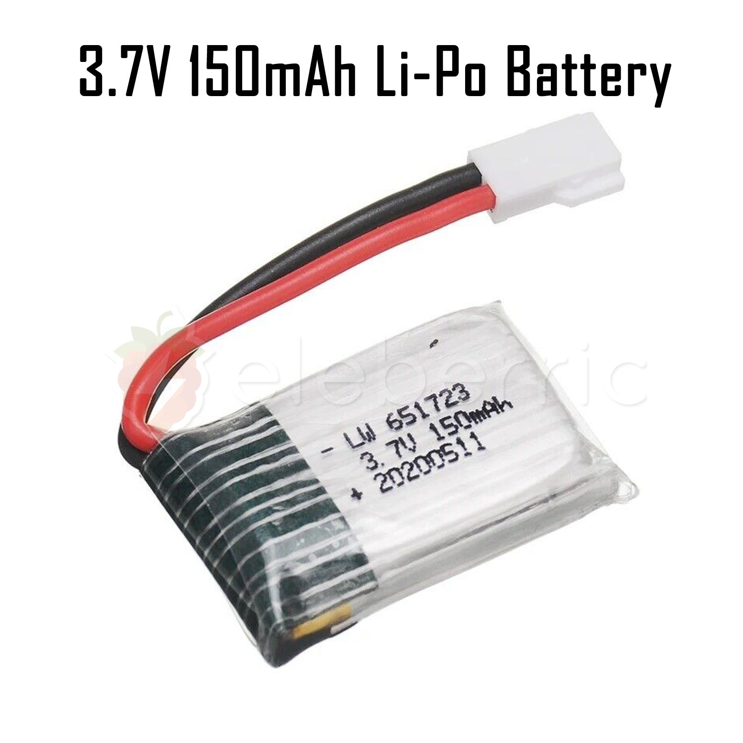 3.7V 150mAh 1S Li-Po Rechargeable Battery Full View 1