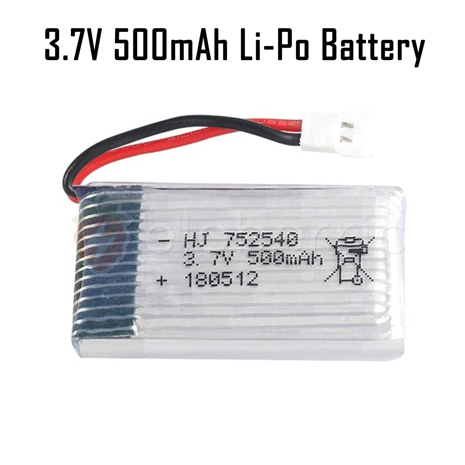 3.7V 500mAh 1S Li-Po Rechargeable Battery Full View 1