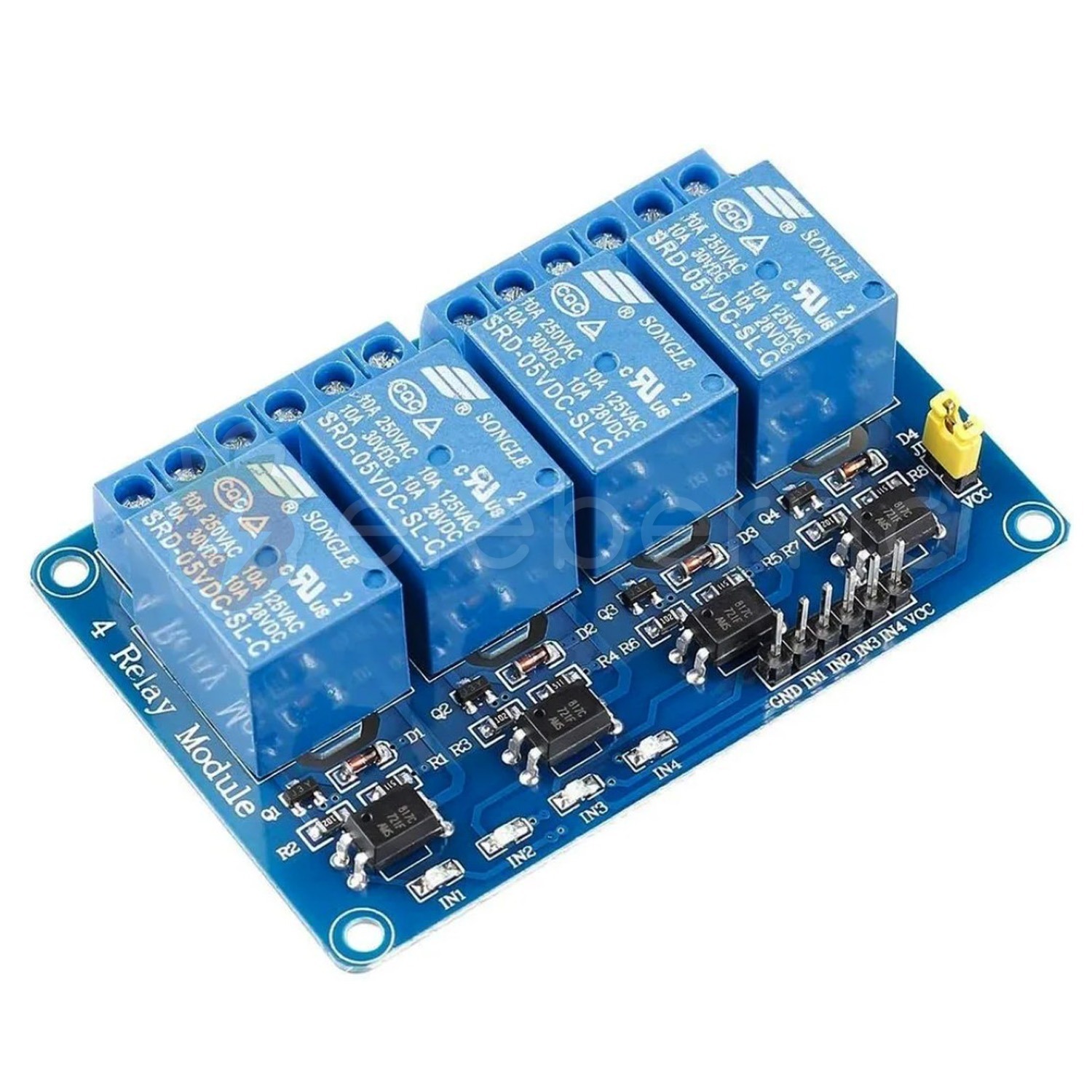 4 Channel 5V Relay Module with Optocoupler Full View 1