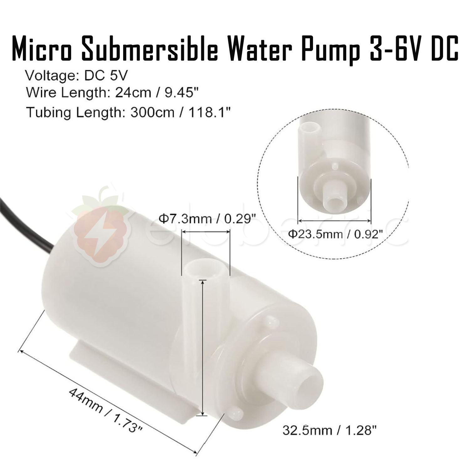 Micro Submersible Water Pump 3-6V DC Amphibious Type Full View 1