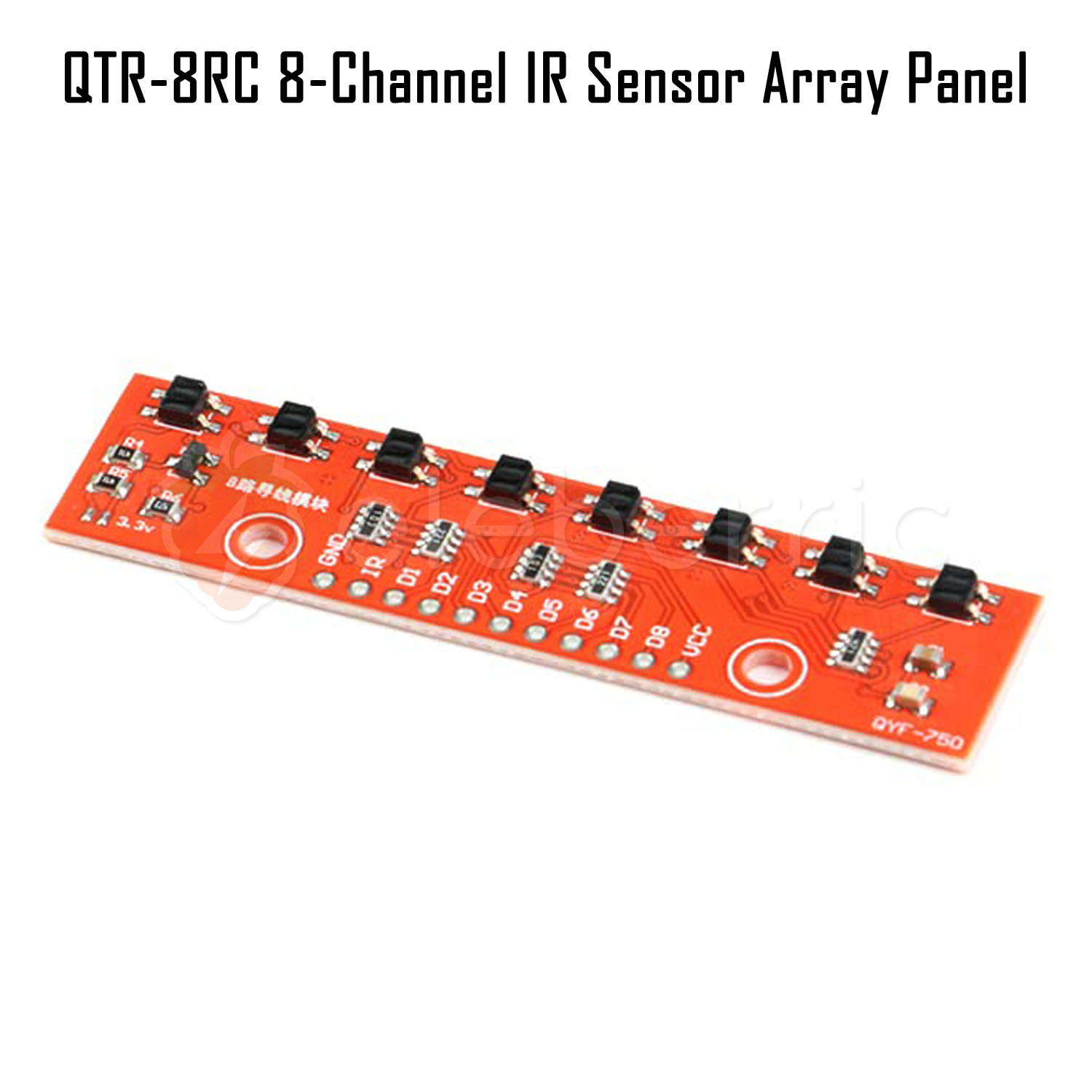 QTR-8RC 8 Channel IR Line Tracking Sensor Array Panel Full View 1